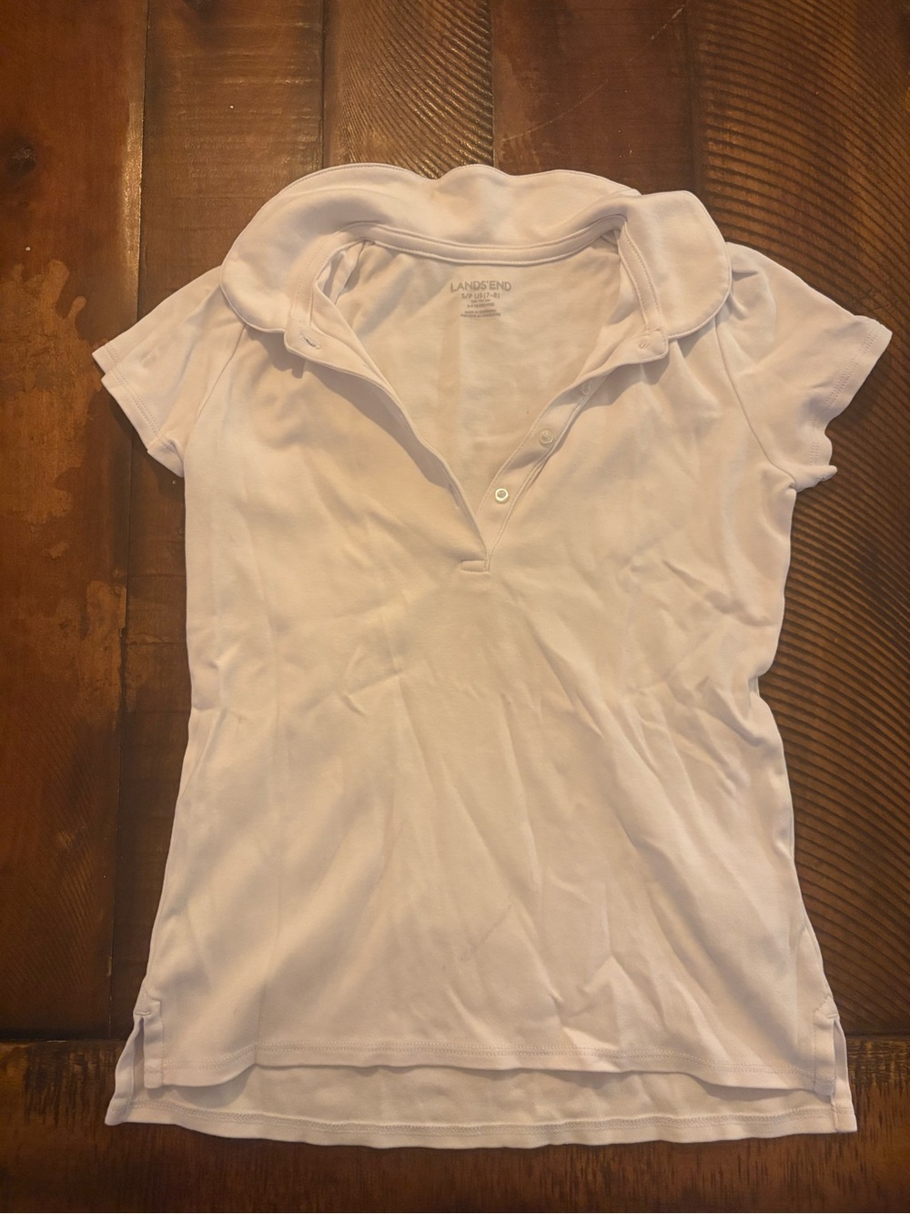 Lands' End White Girls' Short Sleeve Polo